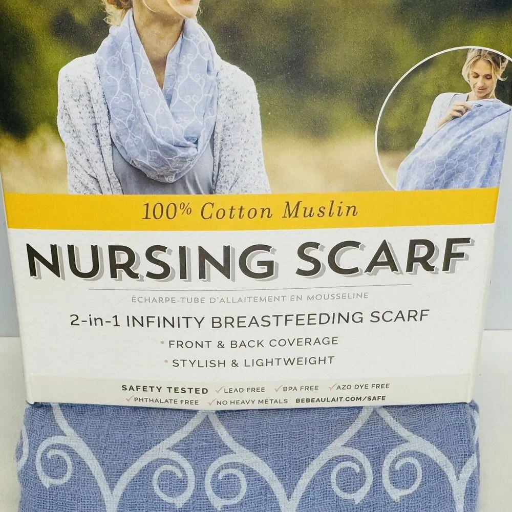 Bebe Au Lait Nursing Scarf 100% Cotton Muslin 2-in-1 Infinity‎ Breastfeeding NEW